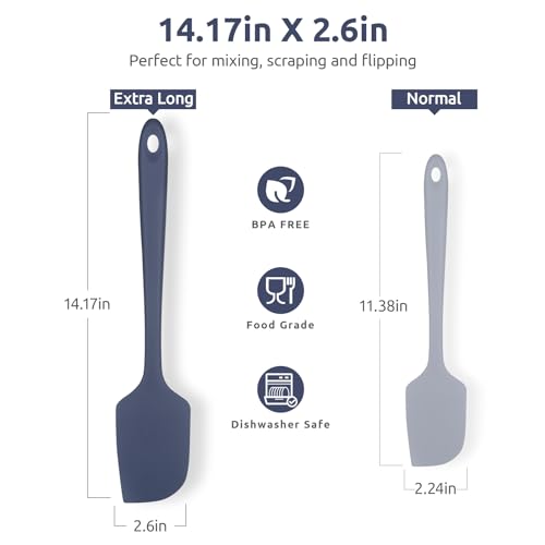 U-Taste 14in Extra Large Silicone Spatula, 600°F Heat Proof, Midnight Blue - color: Midnight Blue, size: 14 in (extra large spatula)