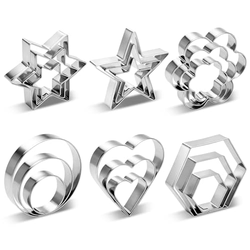 Cookie Cutters Set with Storage Box-3 Sizes 6 Shapes-Large Small Mini