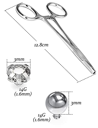 Vsnnsns 9 Style 316L Surgical Steel Body Piercing Tools Kit Piercing Clamps Forceps Use for Nose Septum Lip Tongue Eyebrow Belly Rings Ear Dermal Piercing Jewelry Kit Tools - color: Style 8, 3MM Dermal Piercing Clamps Forceps