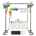 8.2FT x 8FT Square Backdrop Stand Heavy Duty Black Wedding Arch with Clamps - color: Matte Black