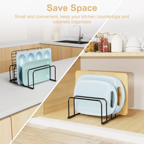 Cutting Board Organizer Storage, Baking Sheet Rack under Cabinet - color: 2pc, Black