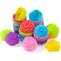 R HORSE Mini Silicone Cupcake Molds, Muti-color Flower-shaped Baking Cups - color: Five-petaled