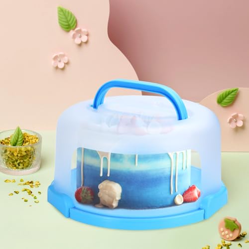 Cake Carrier with Lid and Handle,Fit 10” Cake Stand Cake Holder Container - color: Blue