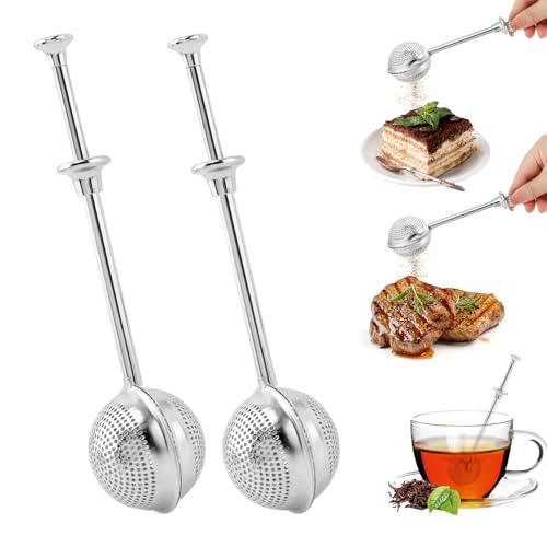 2 Pack Powdered Sugar Shaker Duster, Stainless Steel Fine Mesh Flour Duster