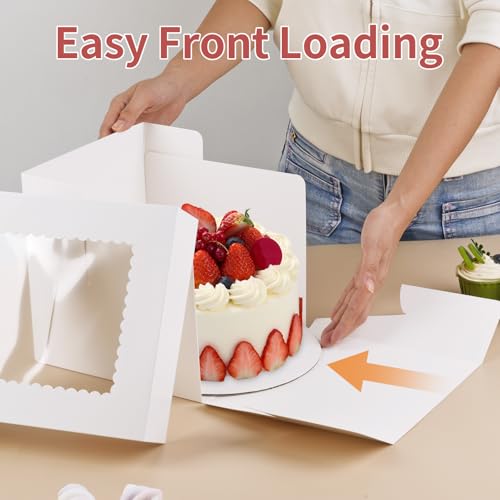 WINKIO 8 in Cake Box with Board, Cake Carrier Holder Container - size: 8×8×8 in, cake box and boards, 4pcs