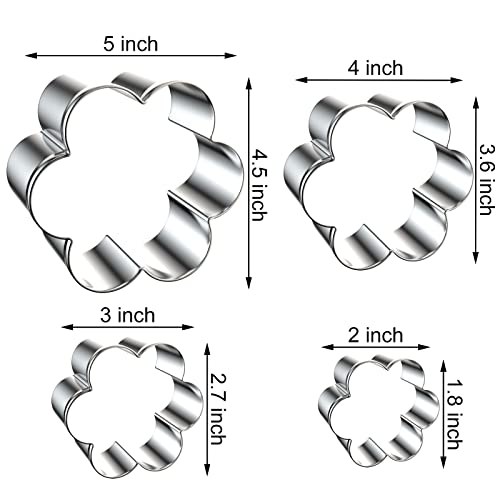 Scallop Flower Cookie Cutter Set Large - 5 Inch, 4 Inch, 3 Inch, 2 Inch - Six Petal Scalloped Edge Spring Flower Cookie Cutters Shapes Molds - Stainless Steel - color: Six Petal Flower
