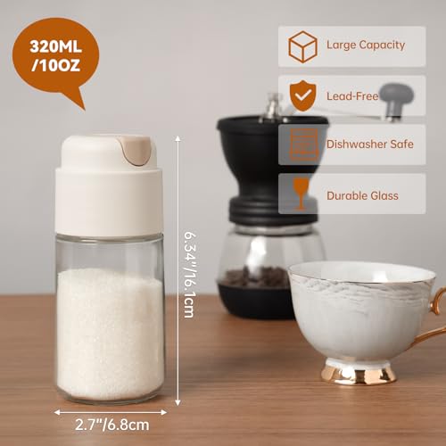 NiHome 10oz Sugar Dispenser, Auto-Tilt Glass Jar for Coffee Bar, Clear - size: 10 OZ