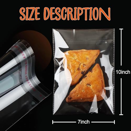120Pcs Cellophane bags, 7x10 Self Sealing Cellophane Bags, Clear Cookie Bags, Resealable Treat Bag for Fresh Cookies, Candy, Gifts, and Product - color: 7x10 120Pcs