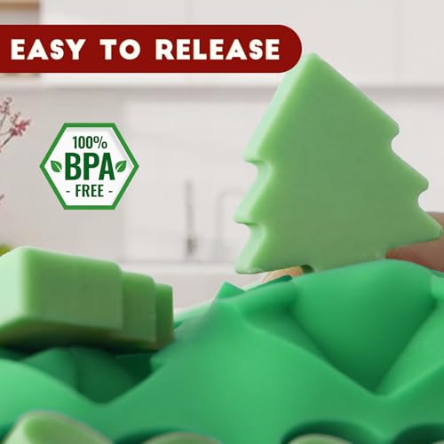 Christmas Mini Candy Molds with Xmas Tree and Gingerbread Man Shaped, 152 Cavity Non-Stick Food Grade DIY Handmade Set for Gummy Jelly Dog Treat Wax Melt Gifts Baking Supplies - style: Mini Xmas Shaped - 2PCS