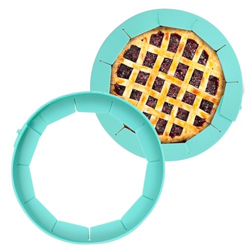 Heavy Duty Silicone Pie Crust Shield Edge Protector Fit 8-10.5 Inch Pie Pan - color: Cyan