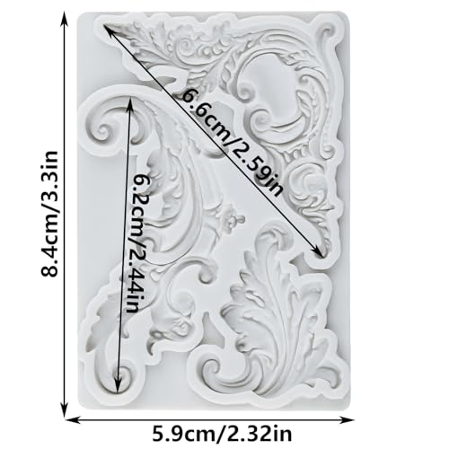 Baroque Fondant Mold Curlicues Scroll Relief Lace Silicone Molds - color: Style T