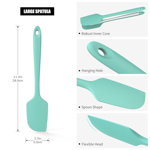 Doosu 600°F Heat Resistant Silicone Large Spatula, 11.4in, Aqua Sky - color: Aqua Sky, size: 11.4in (Flat Spatula)