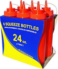 New Star Foodservice Plastic Squeeze Bottles, 24oz, 6 pk, Red - color: Red