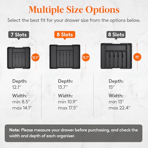 Lifewit Expandable Silverware Drawer Organizer, Kitchen Utensil Tray - color: Black, size: Large (11-18''W x 14''D)