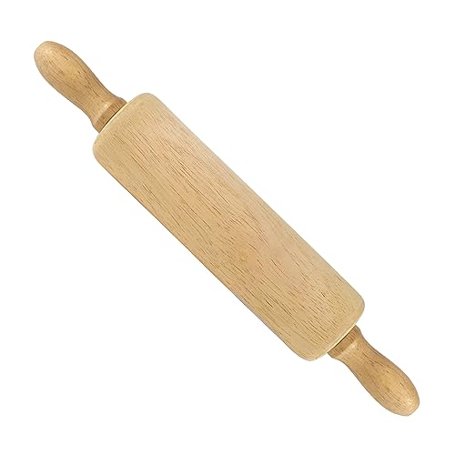 R&M Small Wooden Rolling Pin 6" x 1.75" – Compact Baking Tool with Handles for Cookie, Bread & Pie Dough