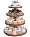 Wood Cupcake Stand, 4 Tier Cupcake Tower, Large Rustic Cake Display Holder