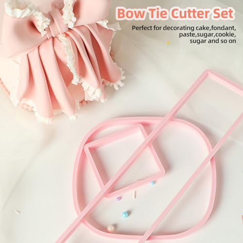 KALAIEN Bow Cookie Cutter, 3Pcs Plastic Bowknot Cutter Sets - color: Large Bow Tie
