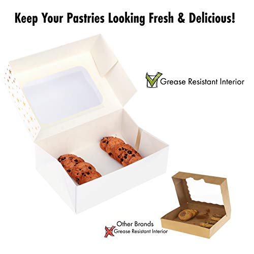 Christmas Cookie Boxes with Window, Gold Star, 24 Pack, 9x6x3in - color: Gold Star