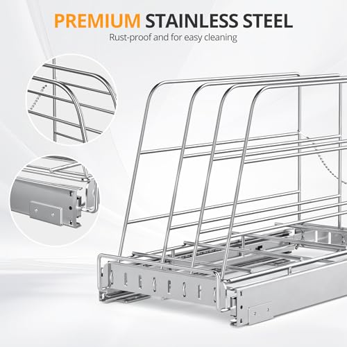 Pull Out Cabinet Organizer for Cutting Board, Cookie Sheet, Baking Sheet - size: 9”W x 16.5”D (22.8 x 41.8 cm)