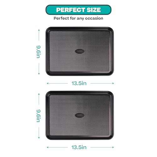 Baker's Secret Baking Sheet Pan Set, 2x Cookie Sheets for Oven 13.8x10', Diamond Texture Premium Air Flow Circulation, Baking Trays, Extra Thick 0.6mm Diamond Base PFOA, PFOS, PTFE and PFAS free - color: Black, size: 2 Pack Quarter Sheet