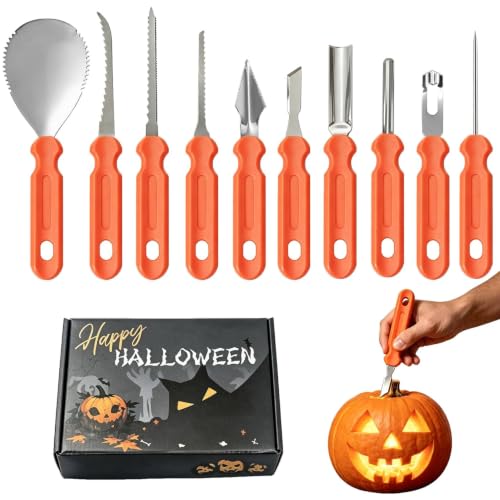 Halloween 10 Pcs Pumpkin Face Carving Kit, Professional Tools Knife Bulk - size: For old hand
