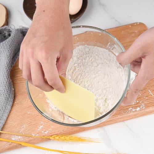 8 PCS Food-Safe Dough Cutter Bench Scraper, BPA Free Flexible PE Plastic Bowl Scraper, Multipurpose Scraper for Bread, Dough, Fondant and Icing Baking