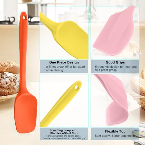 Silicone Spatula 6 Packs Food Grade Kitchen Utensils with Silicone Brush - color: Multicolors