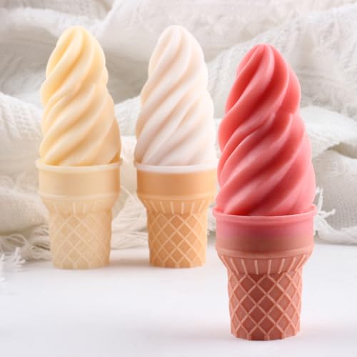 3D Ice Cream Candle Molds Ice Cream Cone Candle Silicone Mold