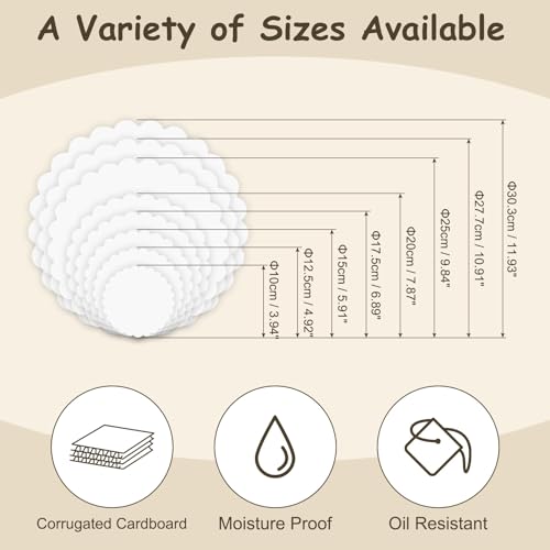 uxcell 50 Pcs Scalloped Cake Circle Base, 4.9 Inch Wave Cake Cardboards Greaseproof Cardboard Round Wave Cake Pastry Pan Base for Weddings Parties Birthday Desserts Cupcake (White) - color: White, size: 4.9Inch