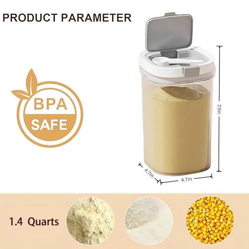 1800ml Airtight Baby Formula Container, Layered Storage with Spoon - size: Large