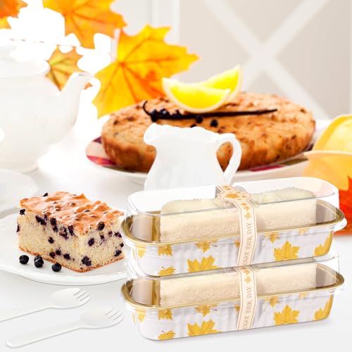 Tioncy 100 Pcs Mini Loaf Pans with Lids Spoons, Leaves - style: Leaves
