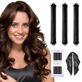Heatless Hair Curler Overnight Curls-3 Pcs No Heat Curling Blowout Rod to Sleep In,Hair Rollers with Satin Scarf - color: Black(Pack of 3)
