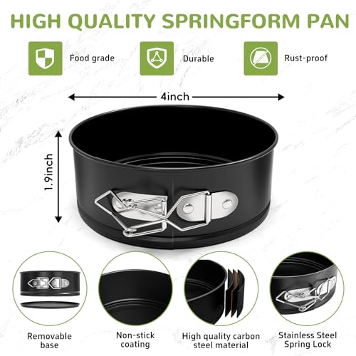 ZeroPone 4 Pack Mini Springform Pan Set for Mini Cheesecake Pizza - size: 4 Inch - 4 Pack