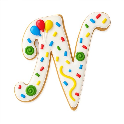 Mighty Gadget Fancy Cursive Letter A to Z Cookie Cutter - 4" Tall Alphabet Baking Mold (Random Color) (N) - color: N