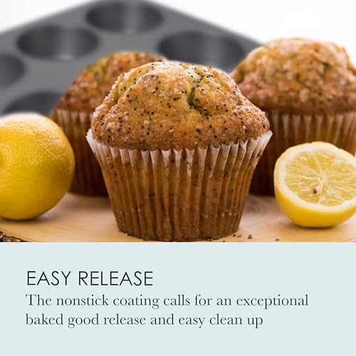 Chicago Metallic Professional 6-Cup Non-Stick Muffin Pan, Make up to 6 large muffins, cupcakes, quiches, egg cups, and more,14-Inch-by-10.25-Inch - size: 6-Cup, style: 6-Cup Muffin Pan