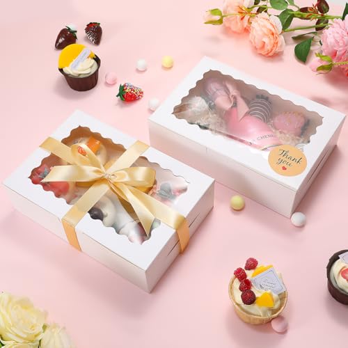 36 Pack Cookie Boxes with Window, 9x6x2.5 Inch White Bakery Boxes - color: white, size: 9x6x2.5 in
