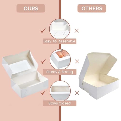 30 Pack 9x6x3in Cookie Boxes with Window, Bakery Boxes for Treats, Desserts - color: White