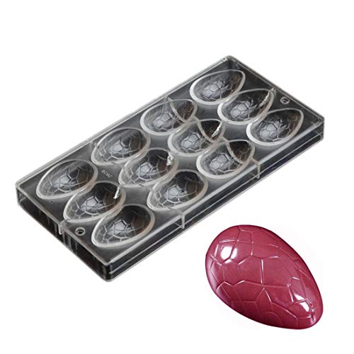 Polycarbonate Chocolate Mold DIY Handmade Chocolate Candy Mould Pastry Tools Bakeware Easter Egg Pattern Surface (19273) - color: 19273