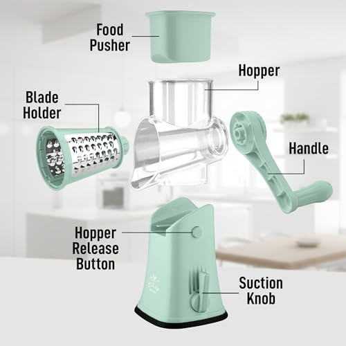 Rotary Cheese Grater Hand Crank, Vegetable Shredder - Mint - color: 22 - Sea Green