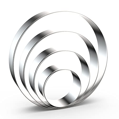 Circle Round Biscuit Cookie Cutter Set - Large Donut Cutter Ring Molds - 5 Inch, 4 Inch, 3 Inch, 2 Inch - Geometric Plaque Cookie Cutters Shapes - Stainless Steel - color: Circle