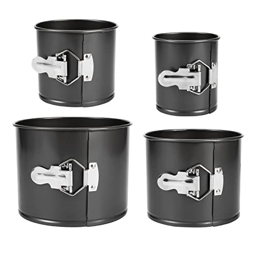 Springform Cake Pan Set of 4(4”/4.7”/5.7”/6.7”),Heighten Mini Nonstick Carbon Steel Cheesecake Pan,Leakproof Cake Baking Pans with Removable Bottom,Mini Spring Form Pan(size:4 size)