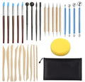 Cake Decorating Tool Set with Storage Bag, 30 Pcs Plastic and Stainless Steel Fondant Tool, Clay Sculpting Tools Kits and Pottery Sculpture Tools (30)