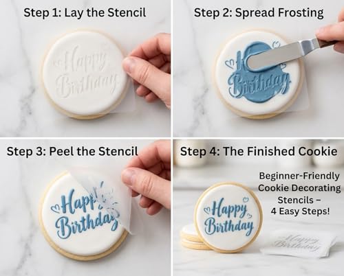 20Pcs 4x4Inch Reusable Birthday Stencils Set for DIY Happy Birthday Cookie/Wood/Wall/Fabric Decor/DIY Crafts (2)