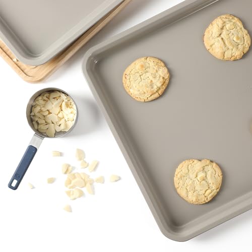 Calphalon Legacy Cookie Sheet Set, 3-Piece Nonstick Baking Sheets 18 15 13 Inch Cookie Baking Sheet, Metal Baking Sheet, Taupe, PFOA-Free for Even Baking, Oven Safe Cookie Pans for Baking - color: Legacy Taupe