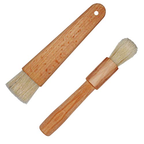 Exceliy 2 Sets Pastry Brushes with Wooden Handle & Natural Bristles