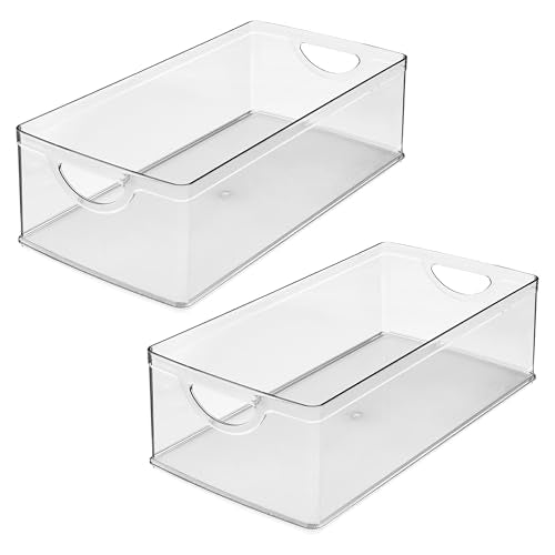 iDesign Stackable Clear Plastic Extra Long Storage Bin, 2-Pack - style: Pack of 2