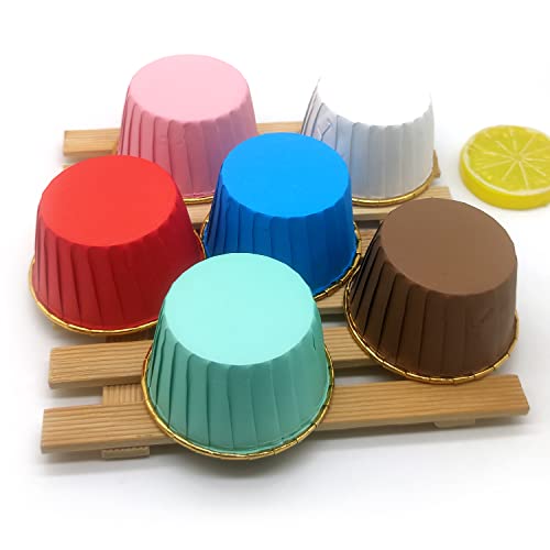 Aluminum Foil Standard Muffin Cupcake Liners, Disposable Baking Cups with Vibrant Color for Party Celebration, Red 50-Count - color: Red