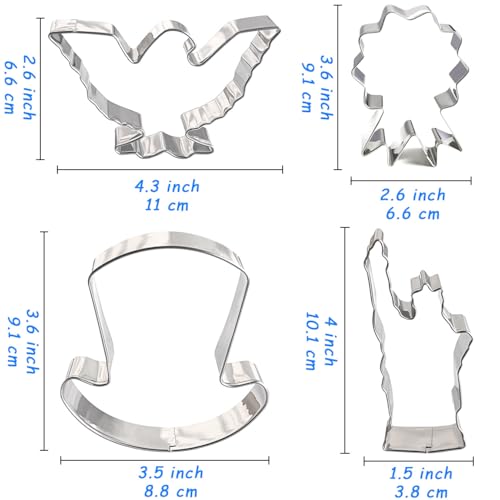4th of July Cookie Cutters 8Pcs Large Size for Celebration - style: 4th of July