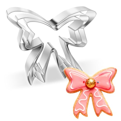 3 Piece Bow Cookie Cutter Set,3" 3.5" 4.4" Stainless Steel - style: 3 pcs Ribbon bow cookie cutter