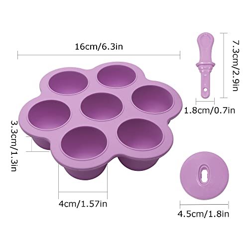 Silicone Popsicle Molds 7-cavity DIY Ice Pop Mold with Colorful Sticks For egg biting ice cream molds storage containers non stick cake molds (Purple) - color: Purple